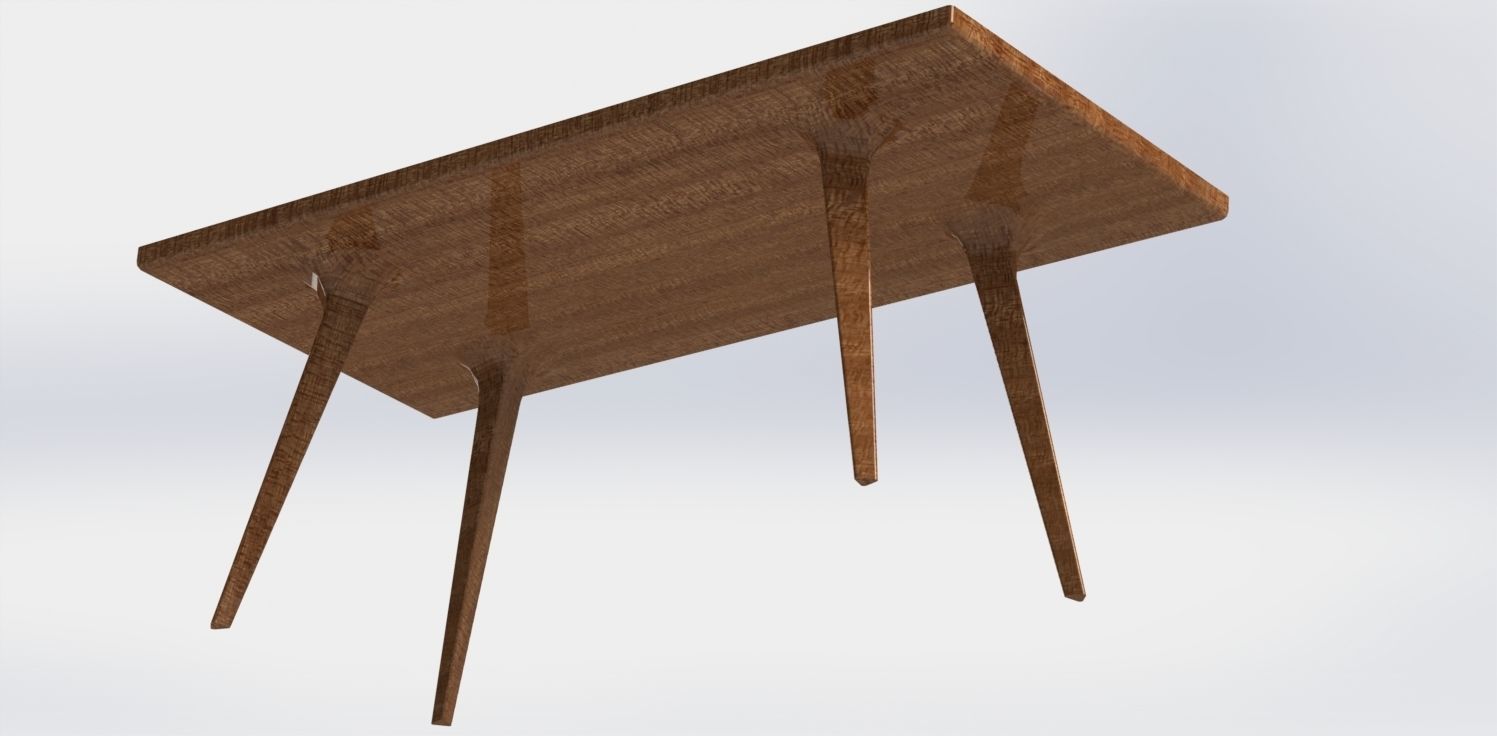 Table wooden with legs 3D model_3