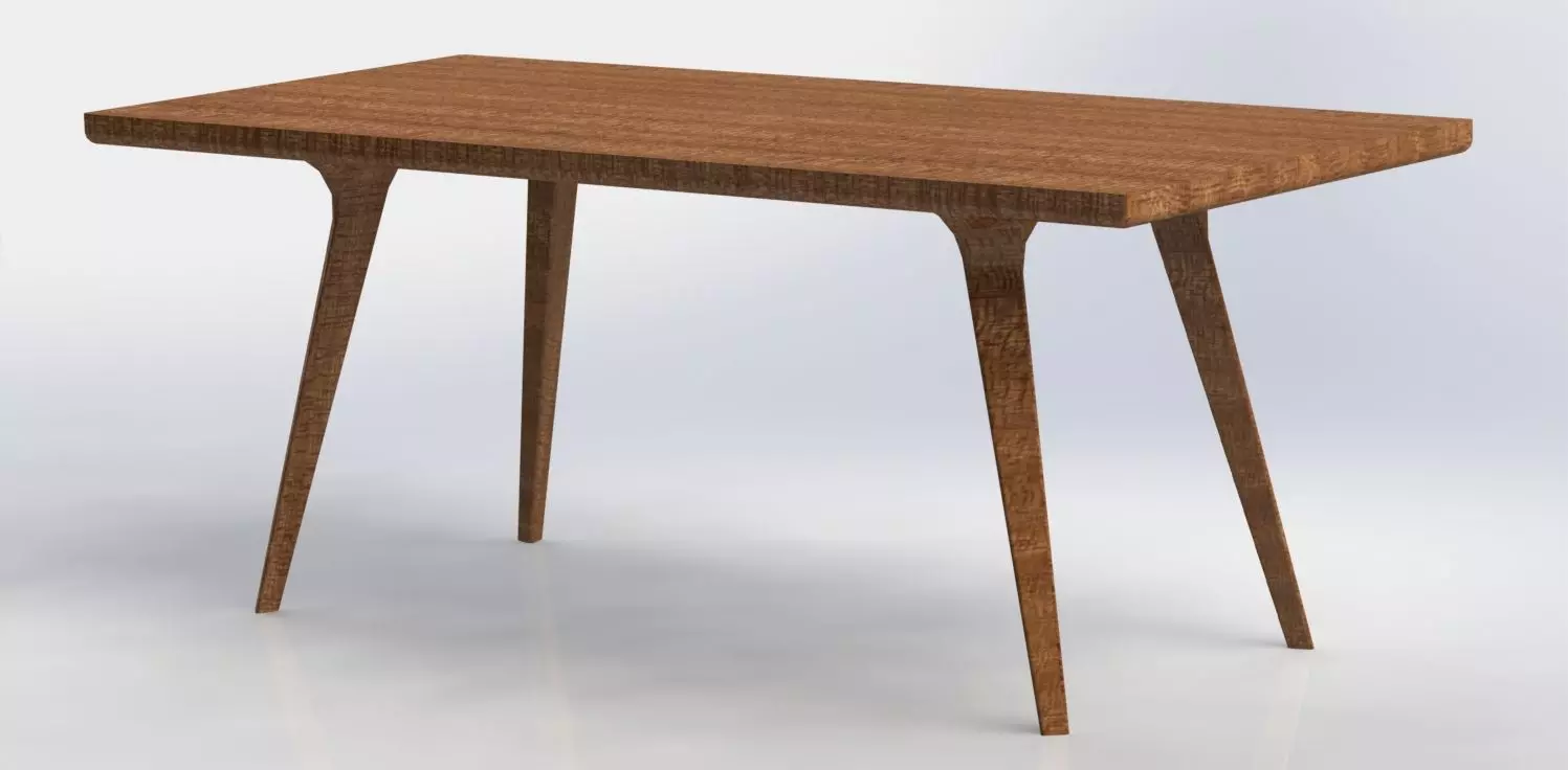 Table wooden with legs 3D model_0