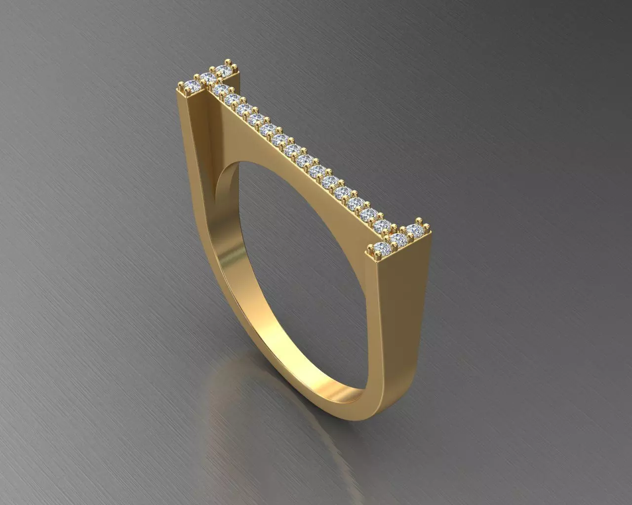 alphabet jewelry ring diamond letter I 3D print model