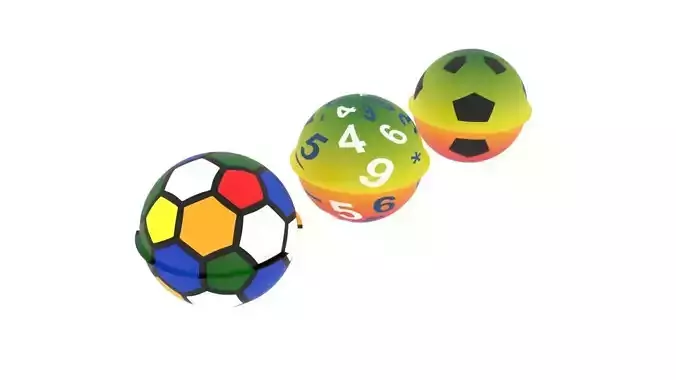 Rainbow Rubber Ball With Rainbow Soccer Balls 3D model