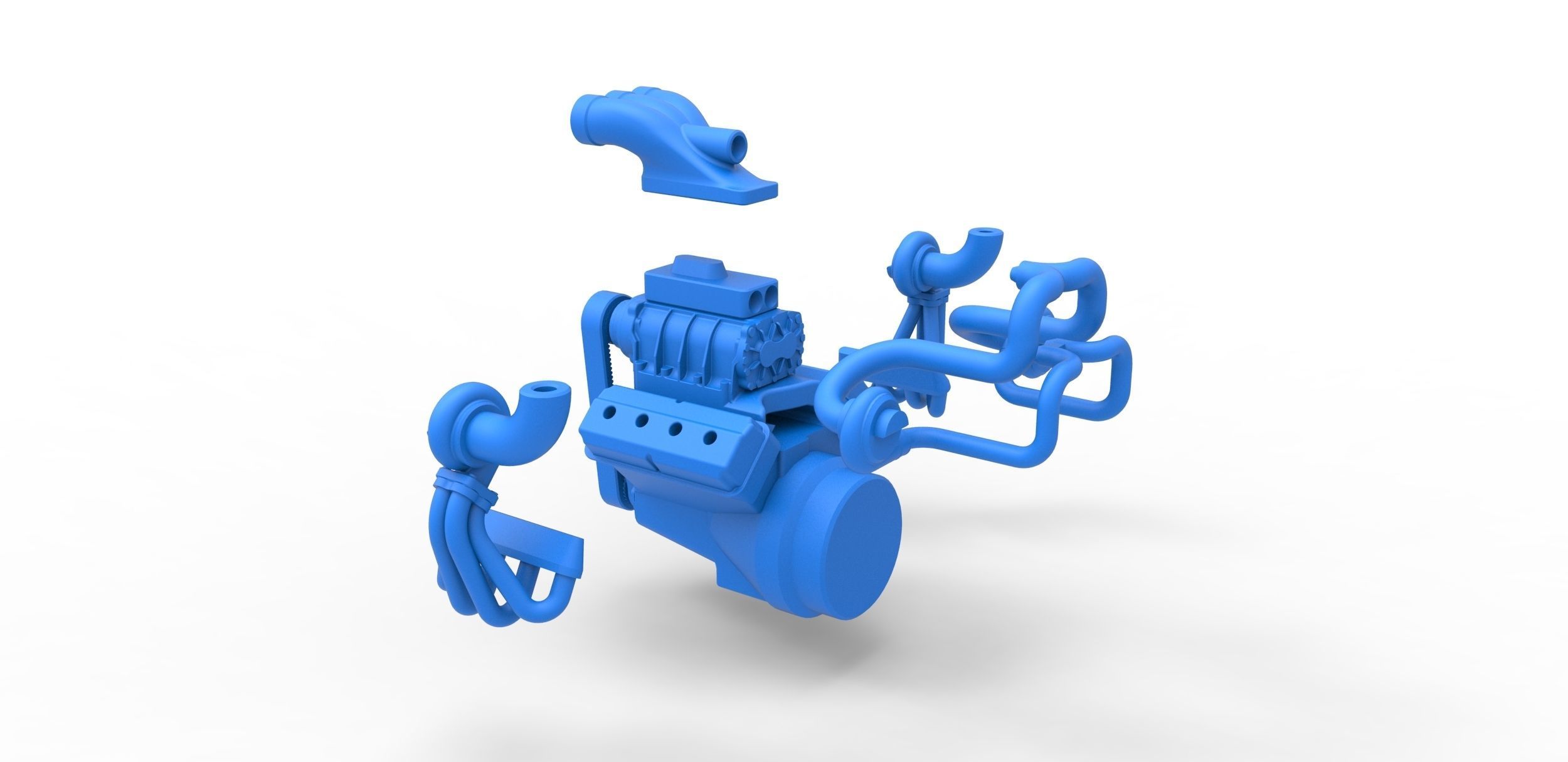 Twin turbo supercharged V8 Engine Version 2 Scale 1 to 25 3D print model_19