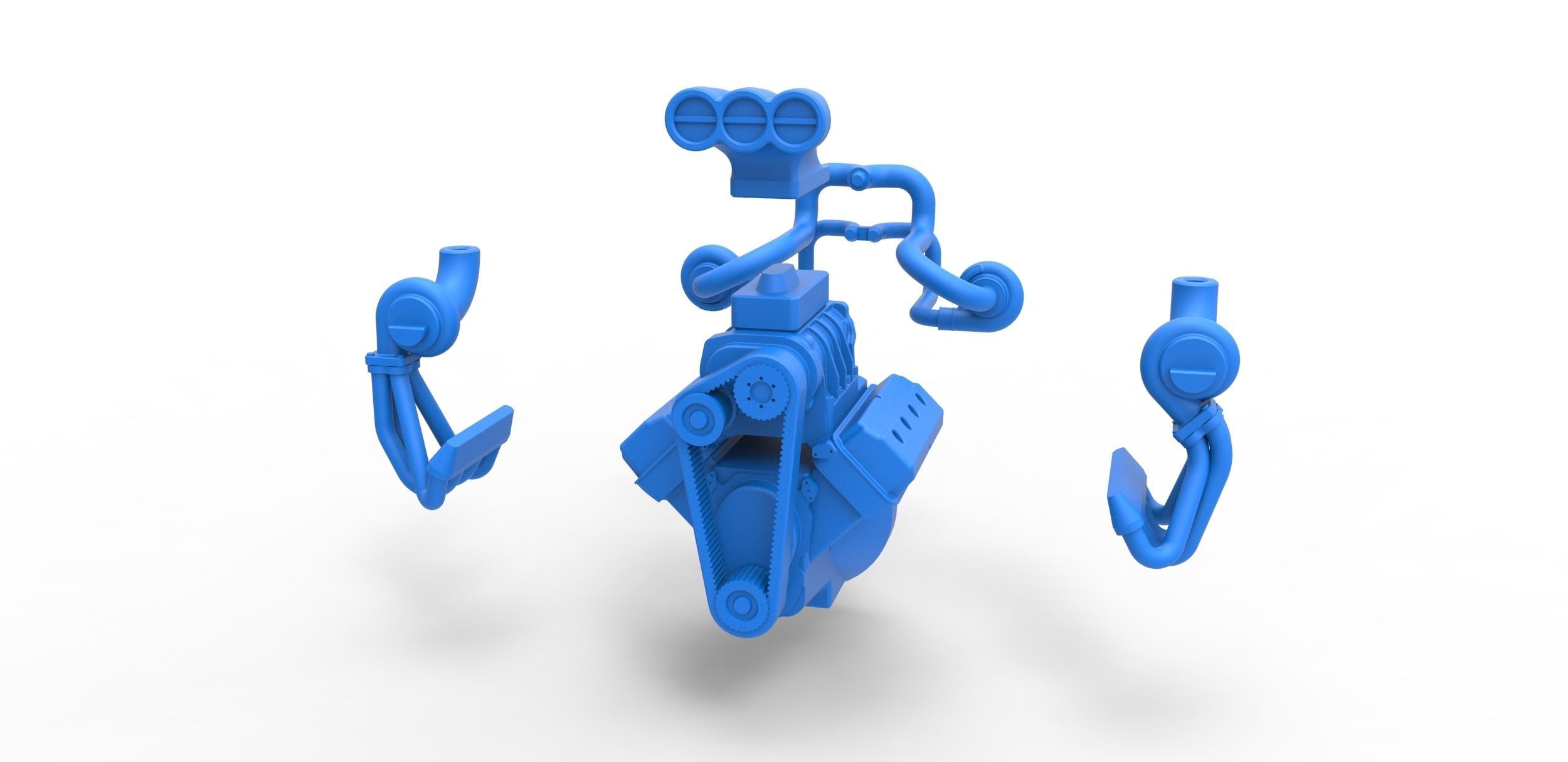 Twin turbo supercharged V8 Engine Version 2 Scale 1 to 25 3D print model_17