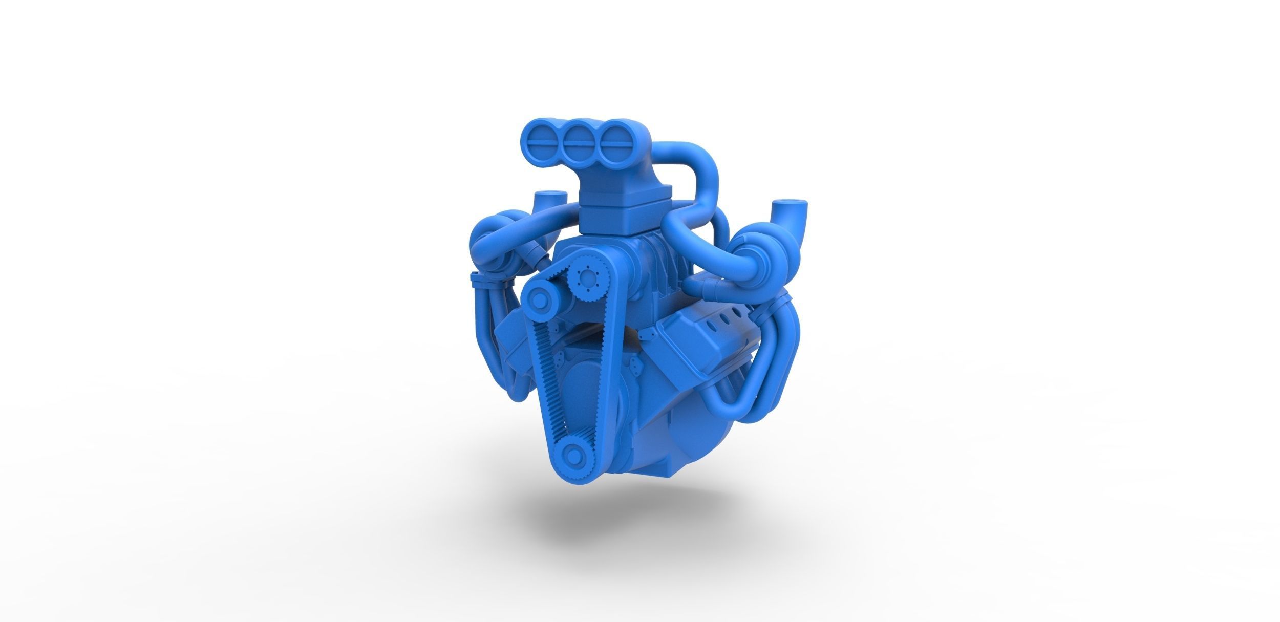 Twin turbo supercharged V8 Engine Version 2 Scale 1 to 25 3D print model_3