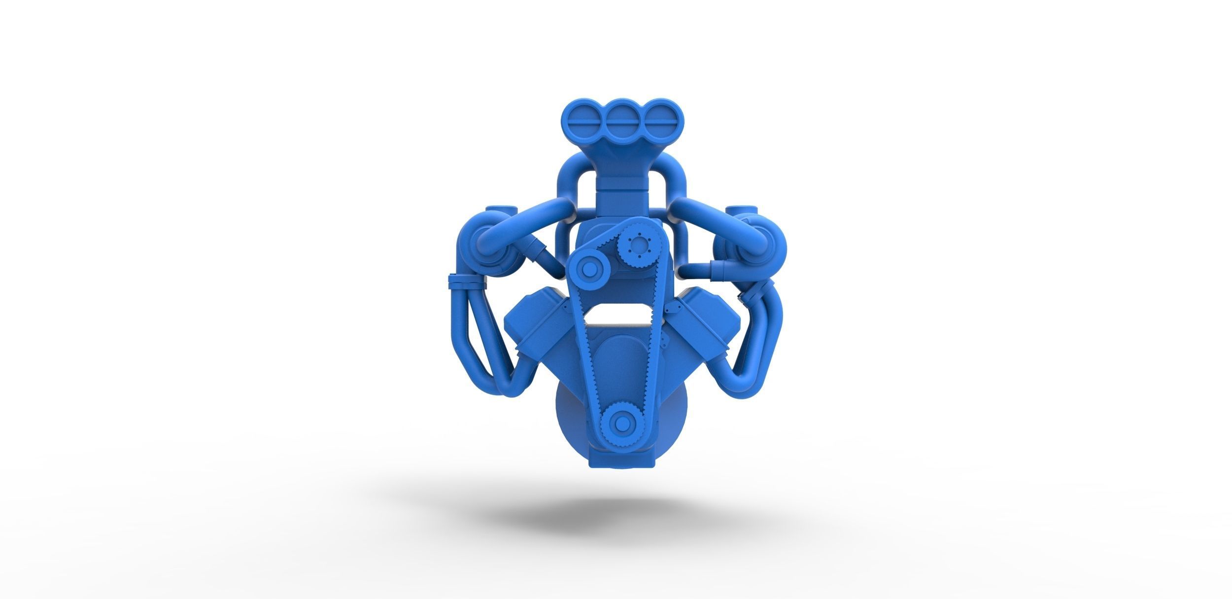 Twin turbo supercharged V8 Engine Version 2 Scale 1 to 25 3D print model_4