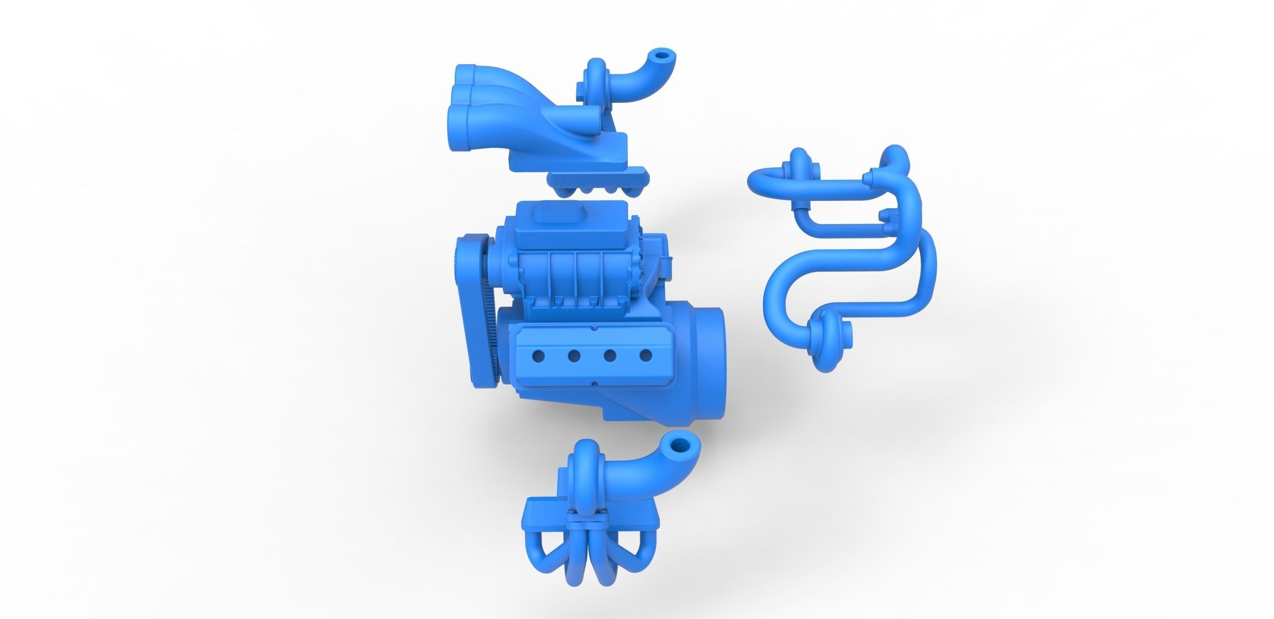 Twin turbo supercharged V8 Engine Version 2 Scale 1 to 25 3D print model_18