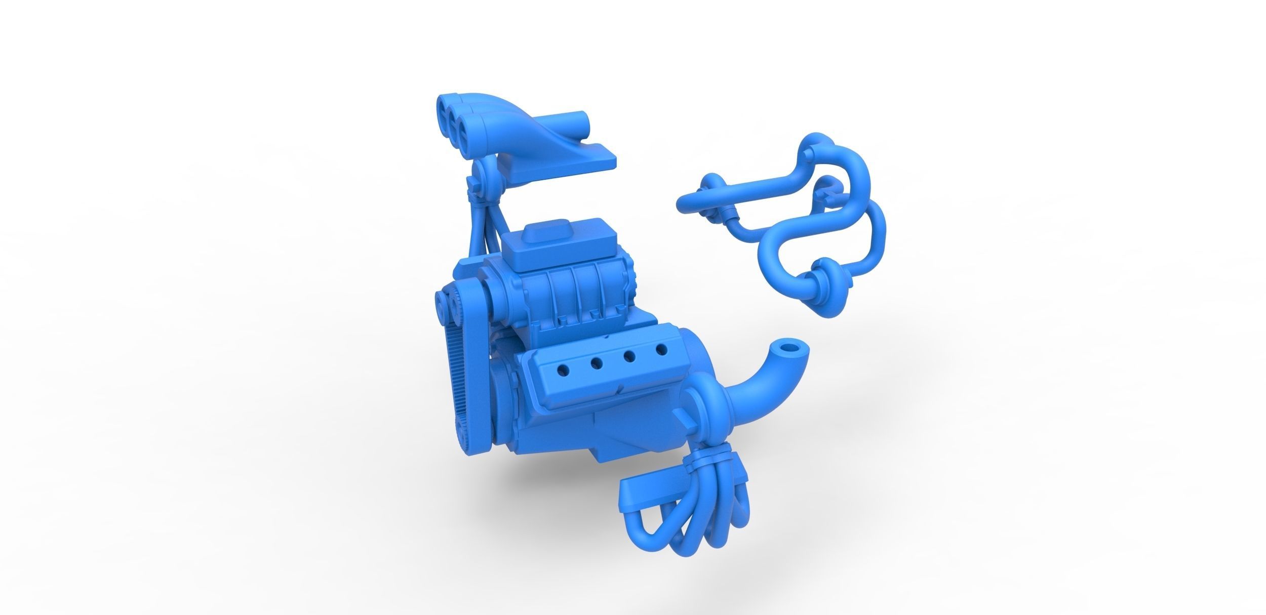 Twin turbo supercharged V8 Engine Version 2 Scale 1 to 25 3D print model_15