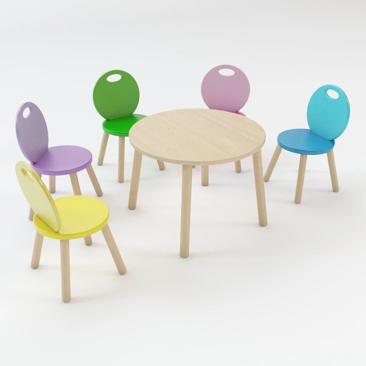 Kid Chair And Table Set 3D model_3