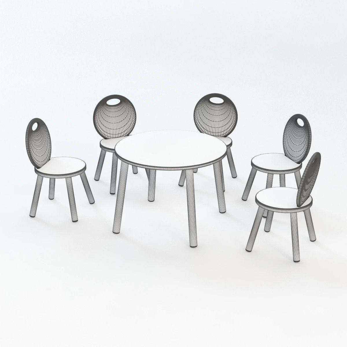 Kid Chair And Table Set 3D model_1