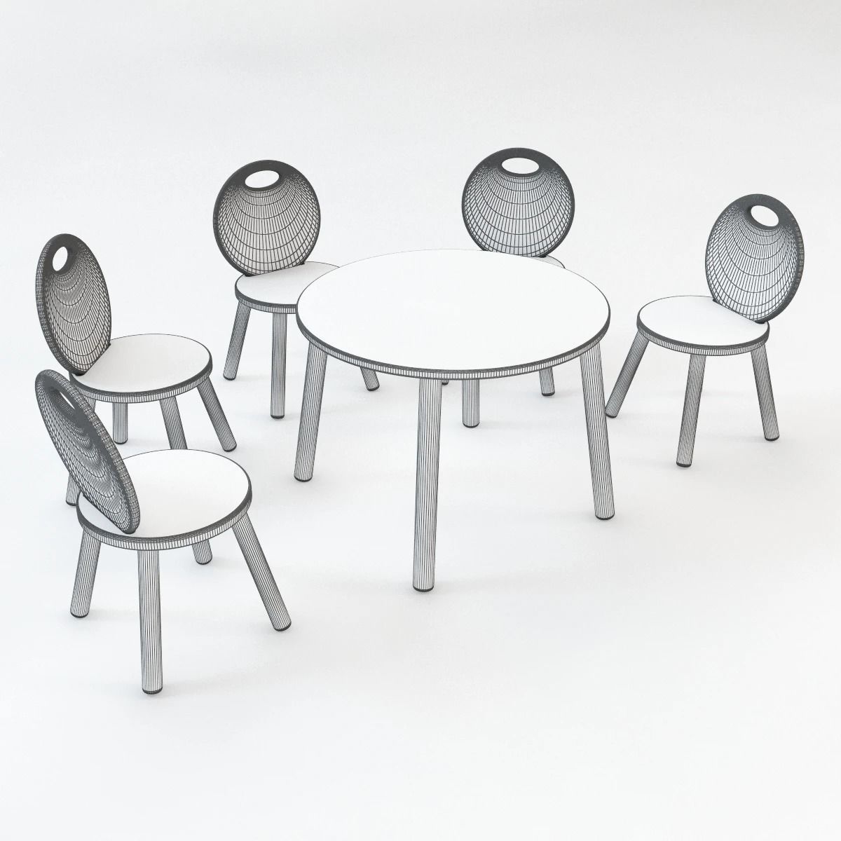 Kid Chair And Table Set 3D model_4