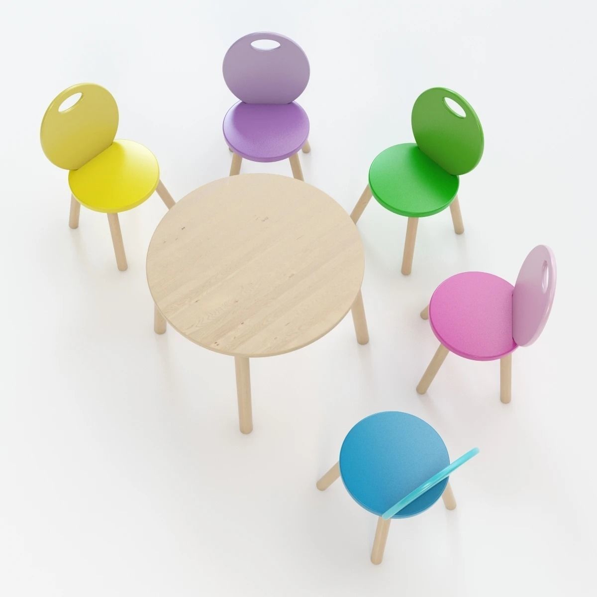 Kid Chair And Table Set 3D model_5