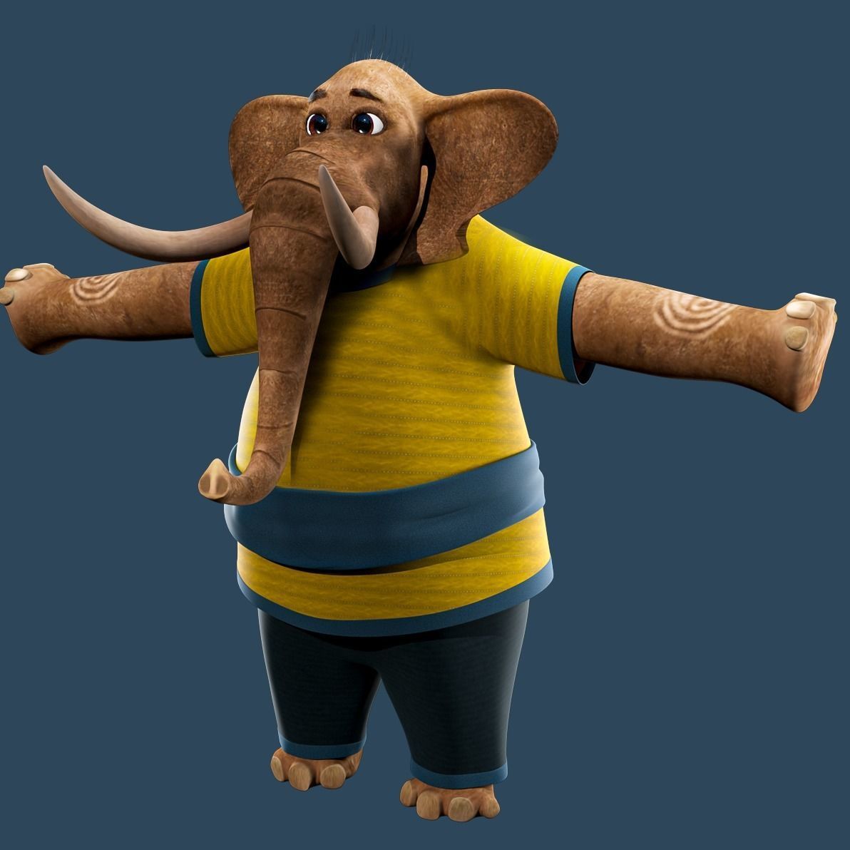 Cartoon Elephant Rigged  3D model_11