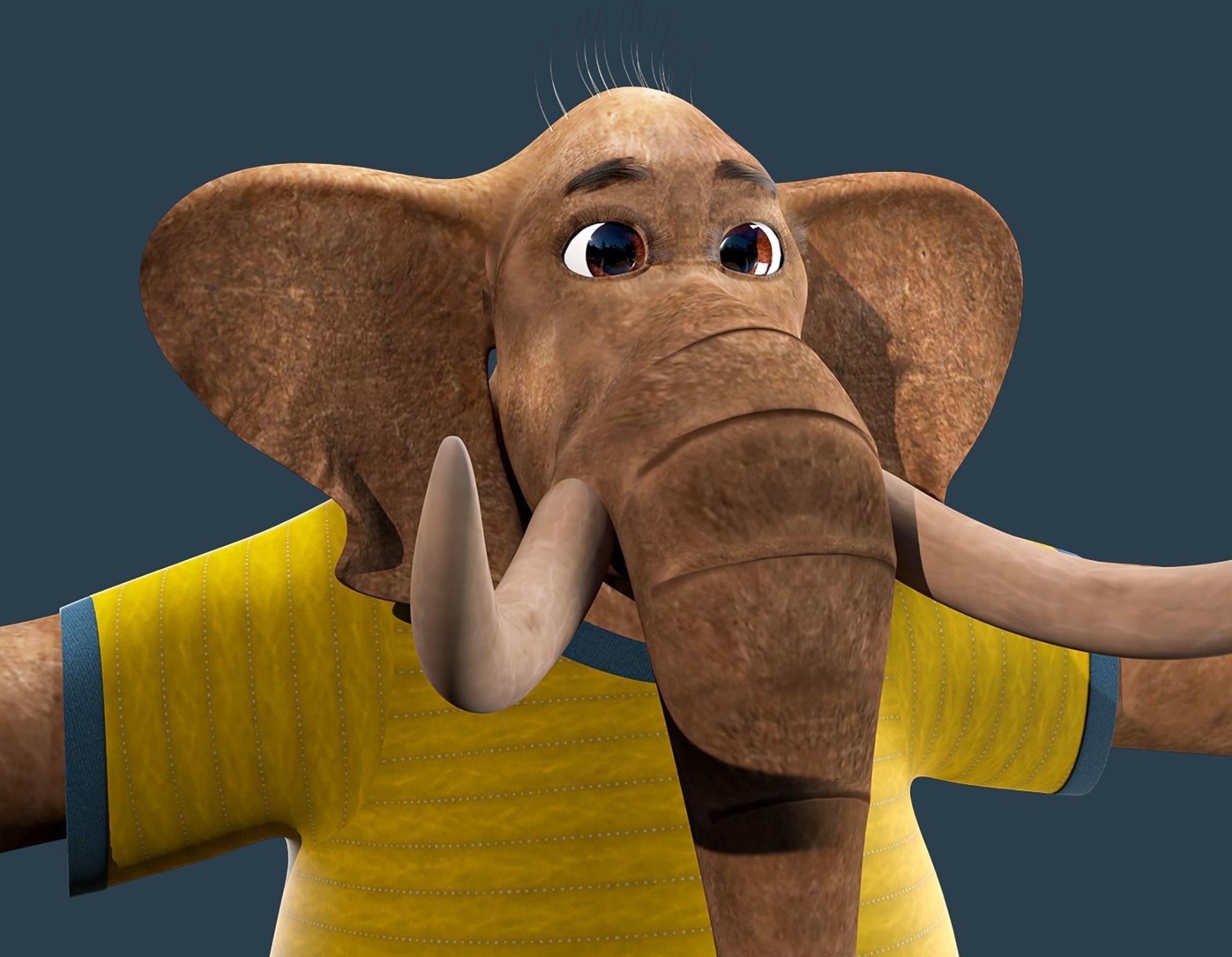 Cartoon Elephant Rigged  3D model_12