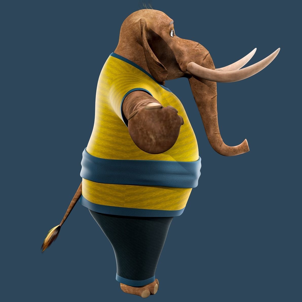 Cartoon Elephant Rigged  3D model_7
