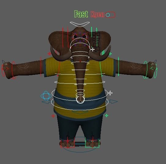 Cartoon Elephant Rigged  3D model_30