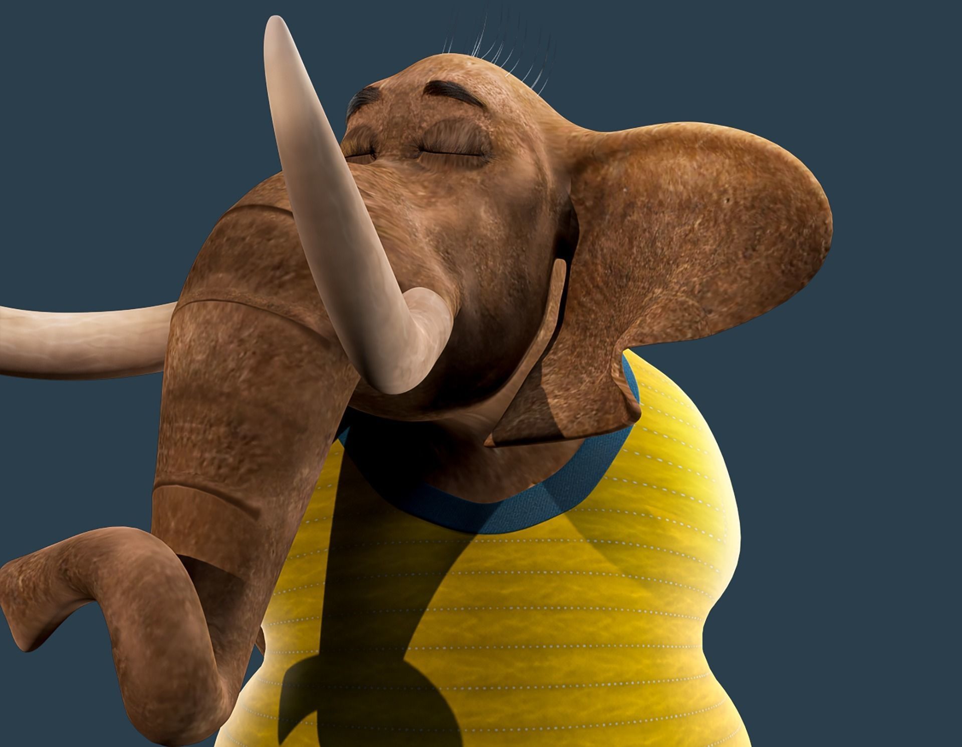 Cartoon Elephant Rigged  3D model_4