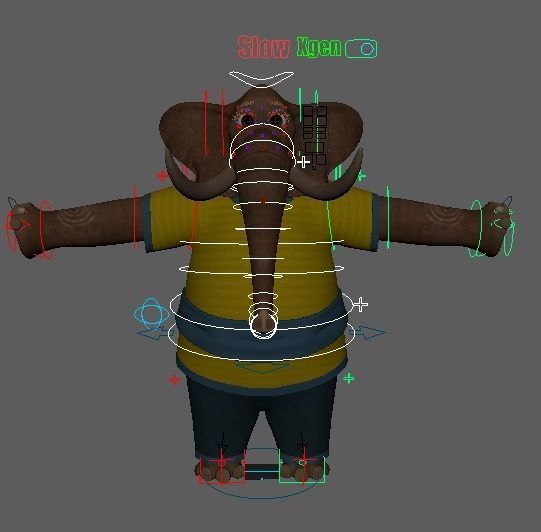 Cartoon Elephant Rigged  3D model_29