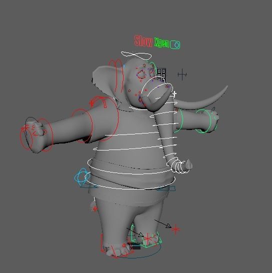 Cartoon Elephant Rigged  3D model_27