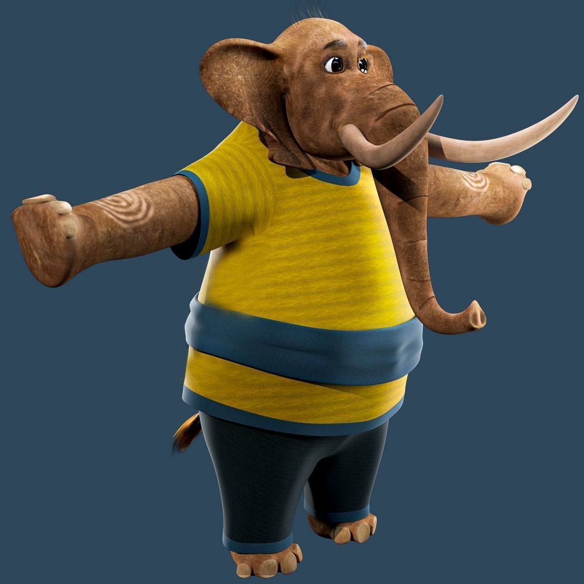 Cartoon Elephant Rigged  3D model_6