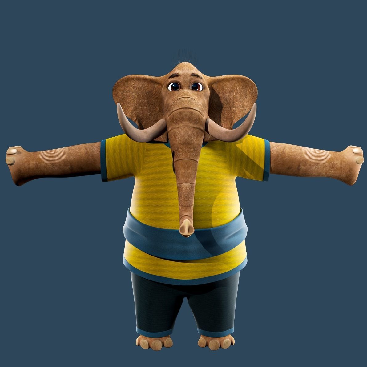 Cartoon Elephant Rigged  3D model_5