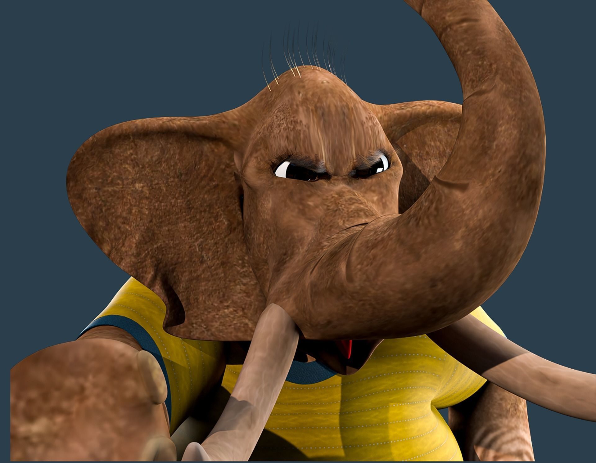 Cartoon Elephant Rigged  3D model_3