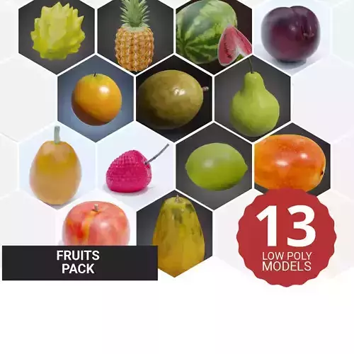 27 Fruits models 3D Lowpoly SuperPack 3D Model Collection
