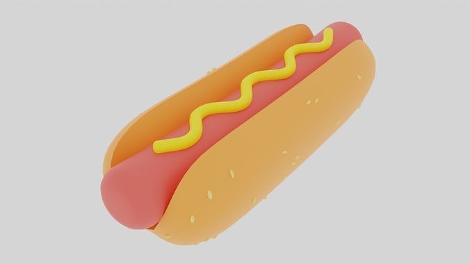 Low-poly cartoony hot dog  Free low-poly 3D model