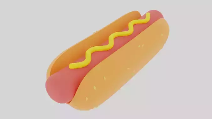 Low-poly cartoony hot dog  Free low-poly 3D model