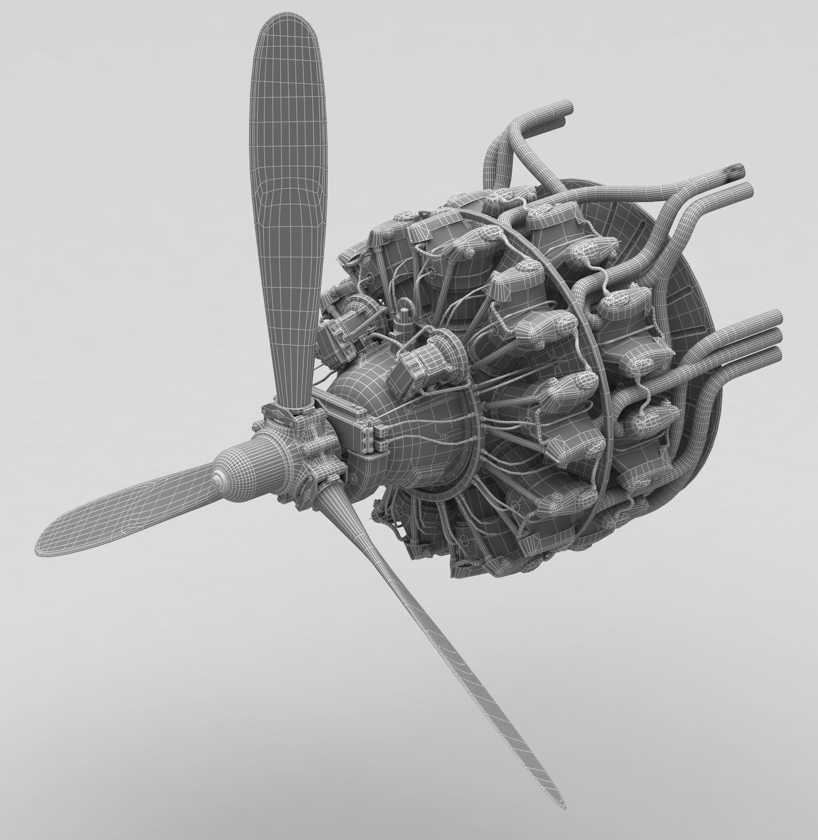 Radial engine R 2000 3D model_1