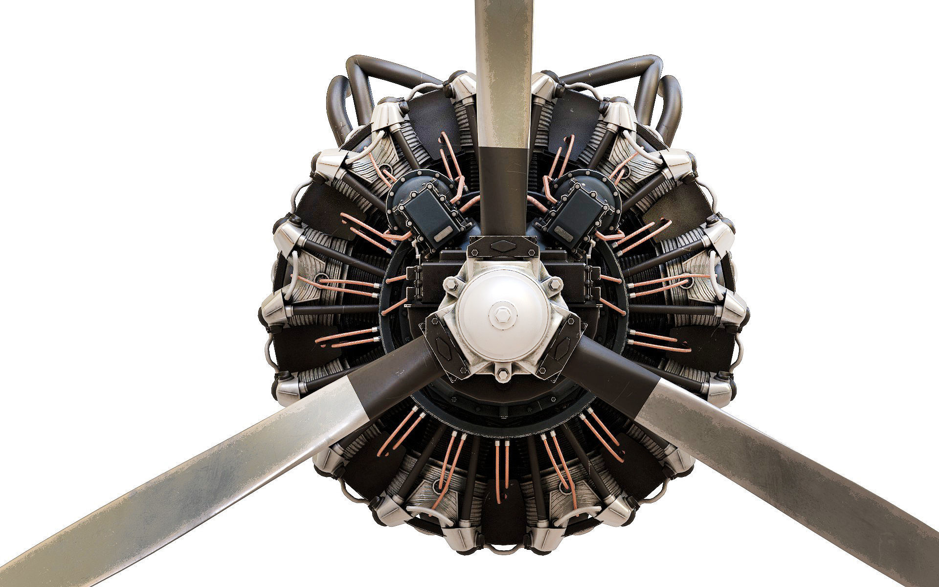 Radial engine R 2000 3D model_4