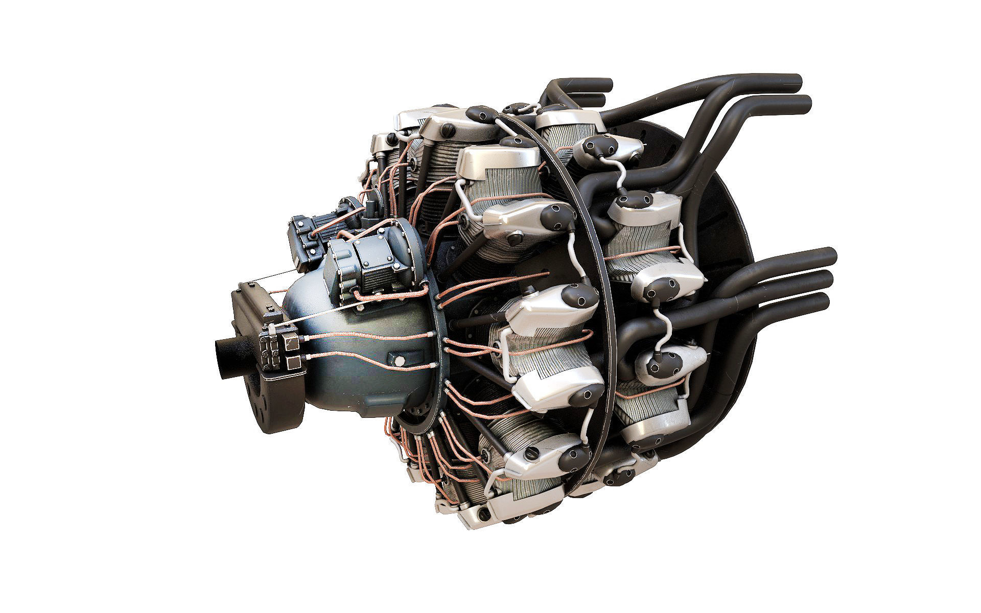 Radial engine R 2000 3D model_5