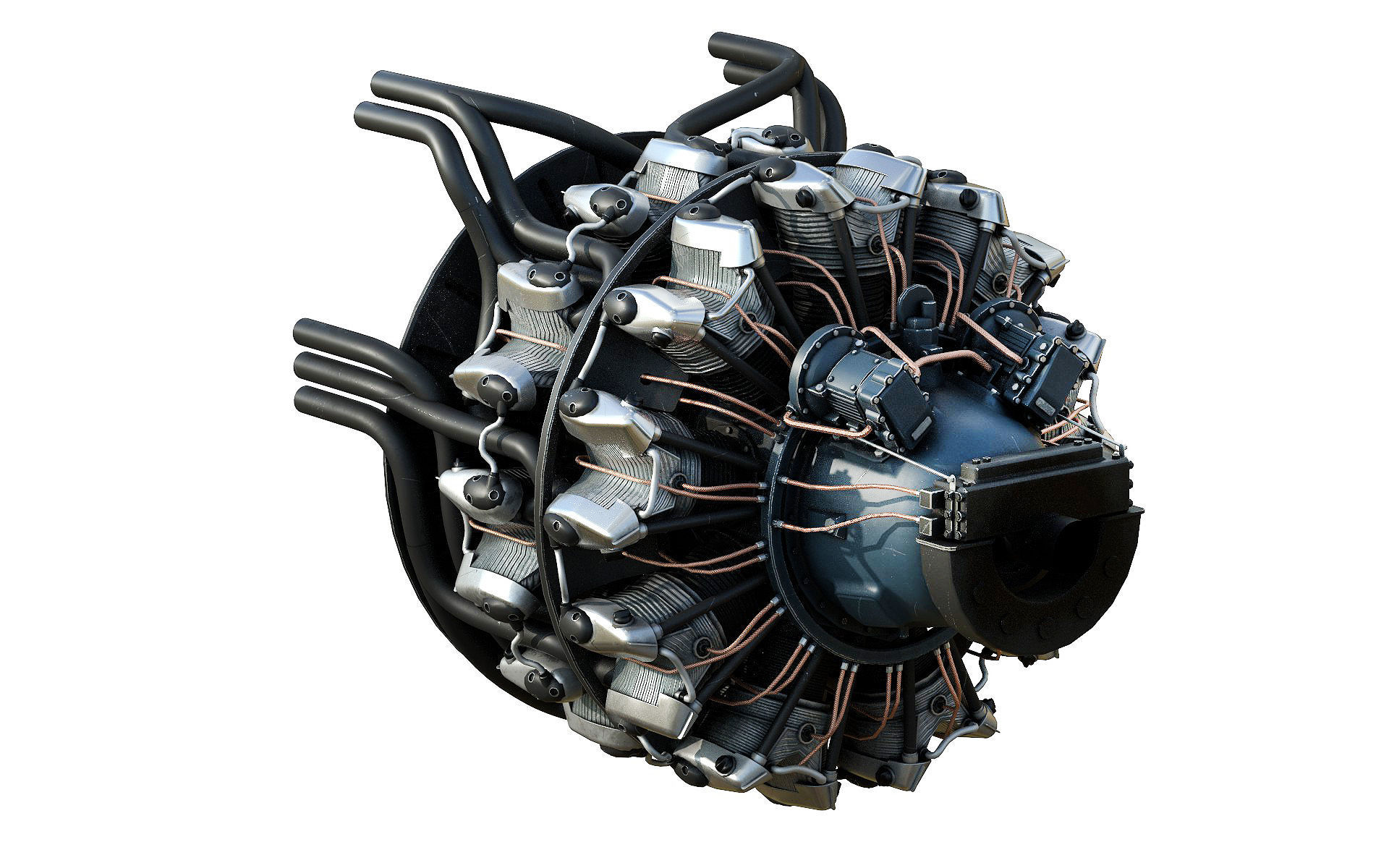 Radial engine R 2000 3D model_9