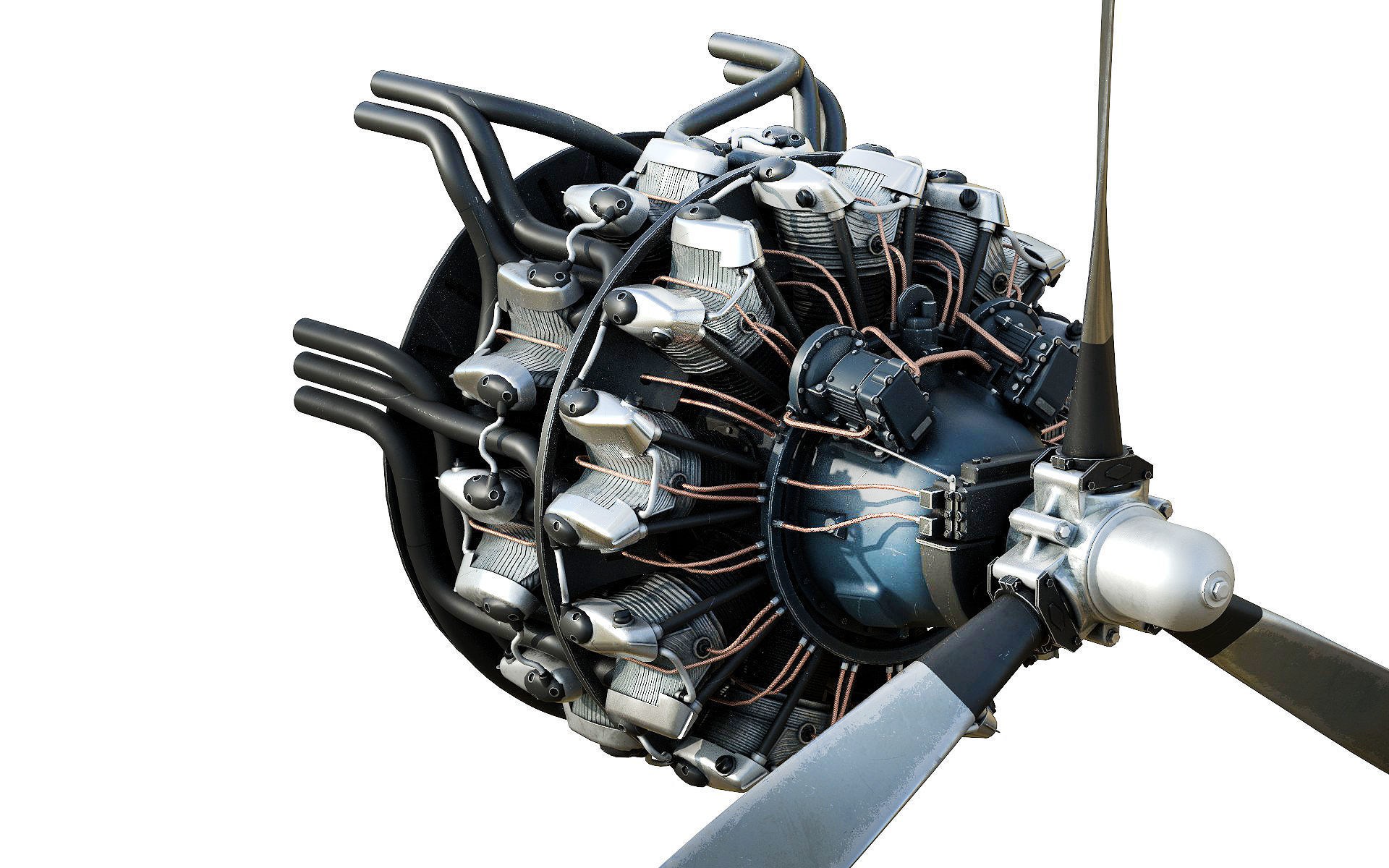 Radial engine R 2000 3D model_6