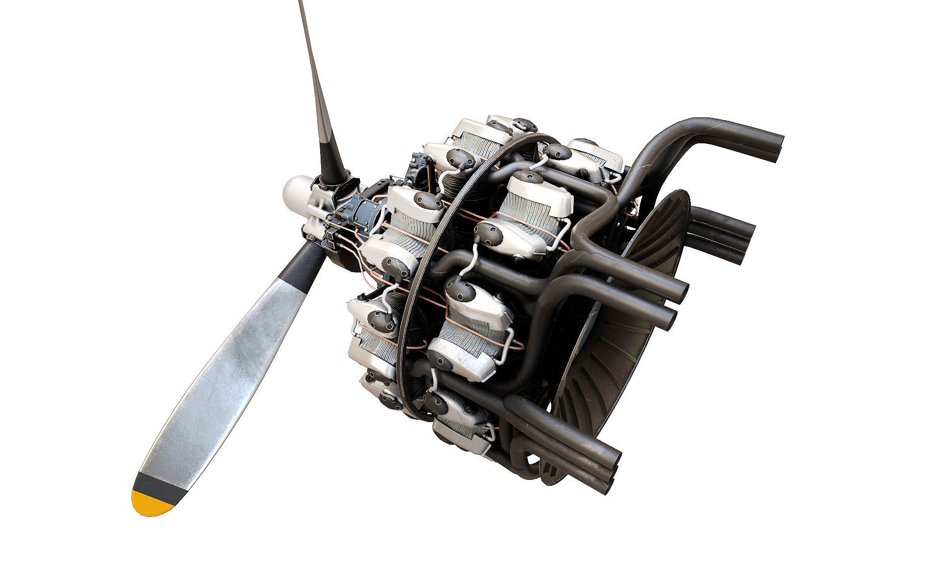 Radial engine R 2000 3D model_7