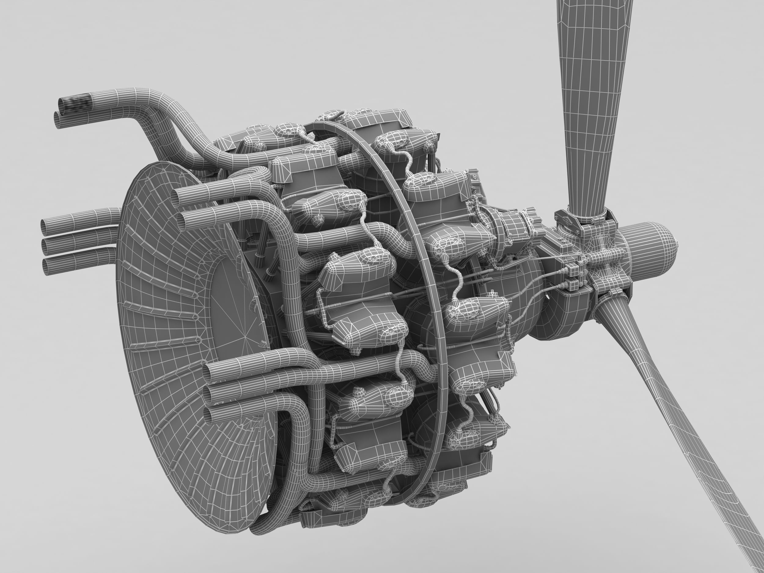 Radial engine R 2000 3D model_2