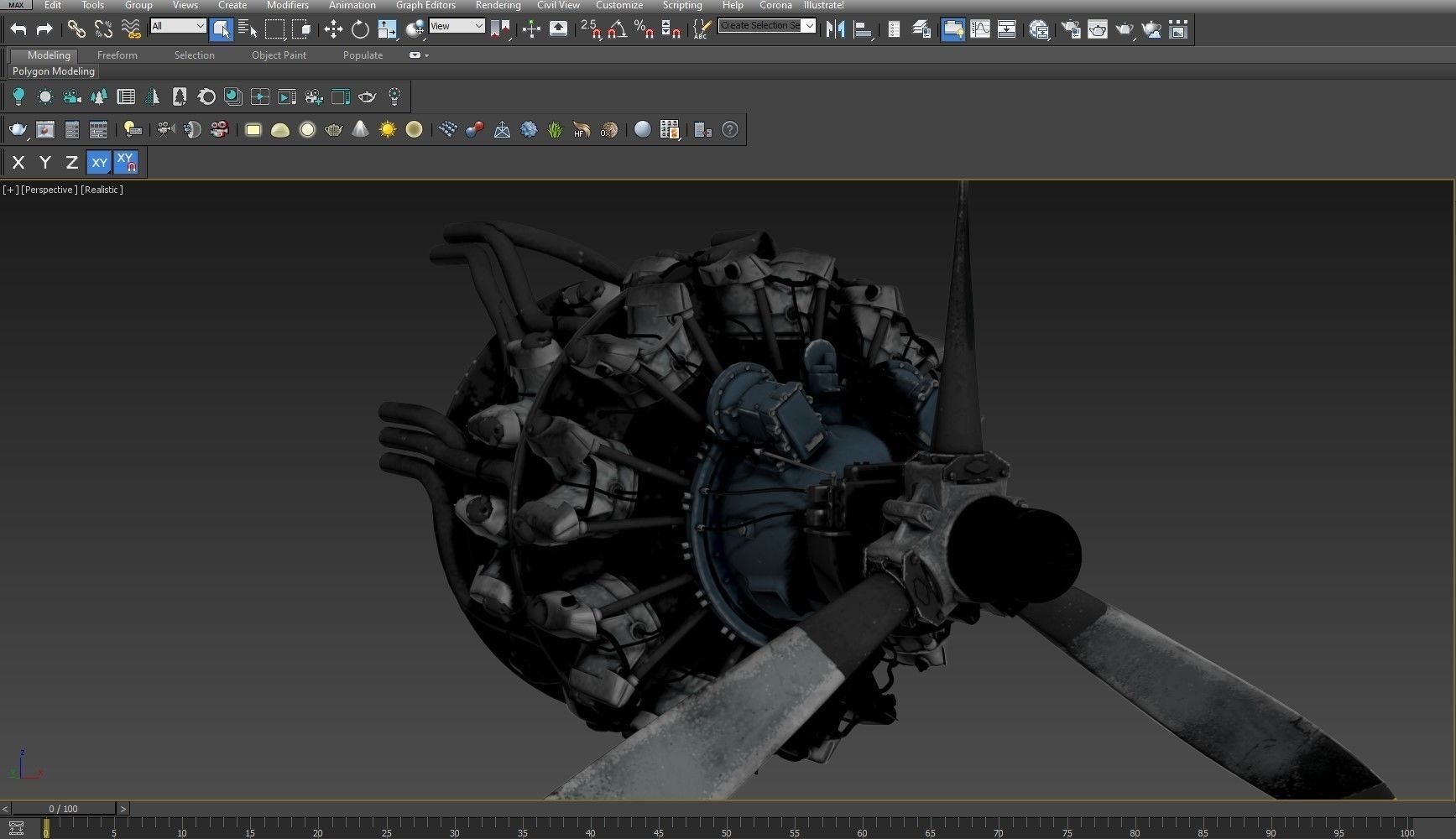 Radial engine R 2000 3D model_10