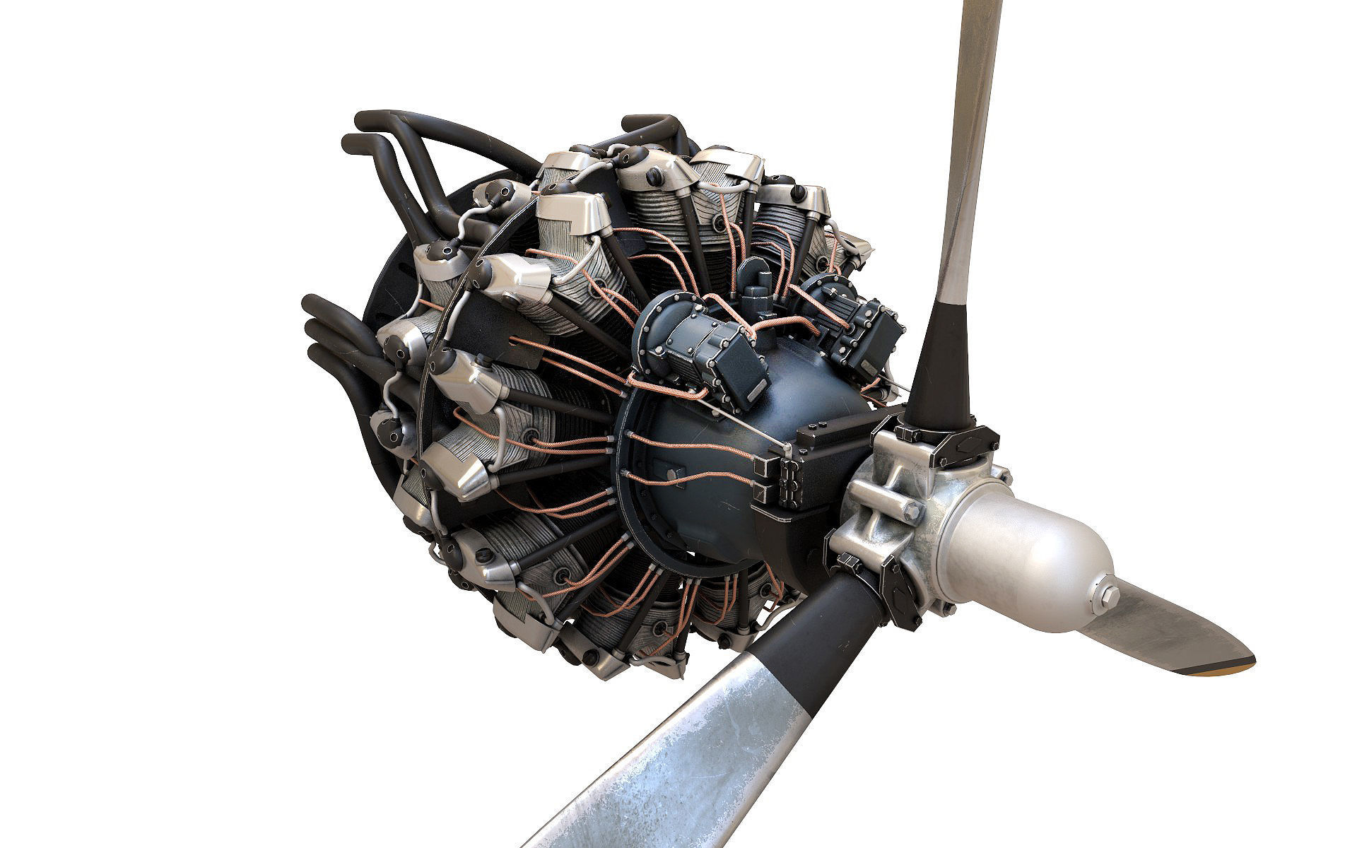 Radial engine R 2000 3D model_3