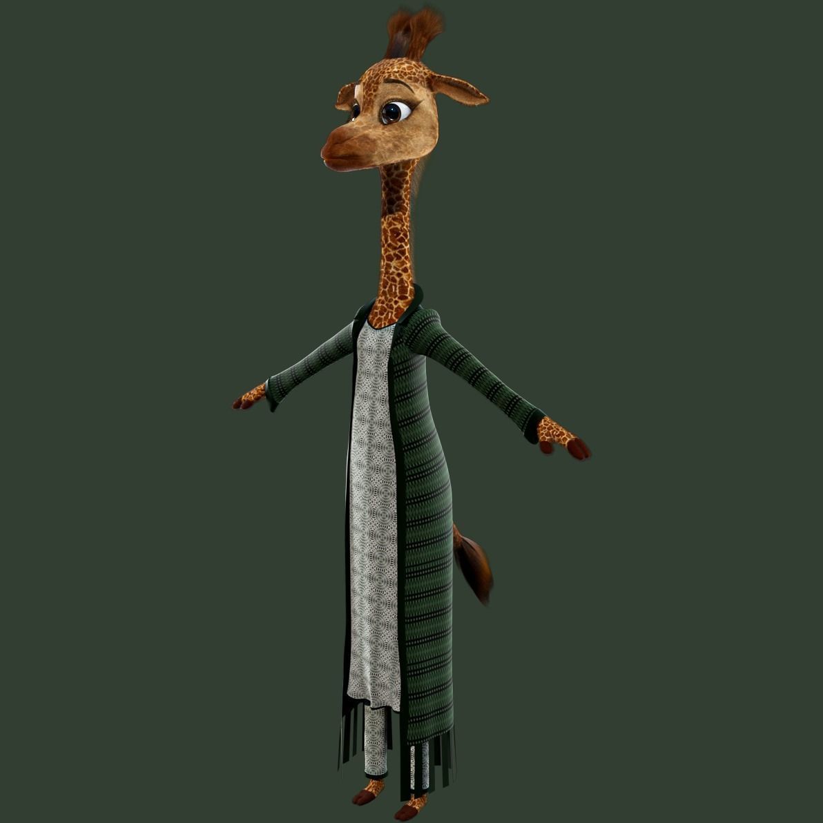 Cartoon Giraffe Rigged 3D model_16