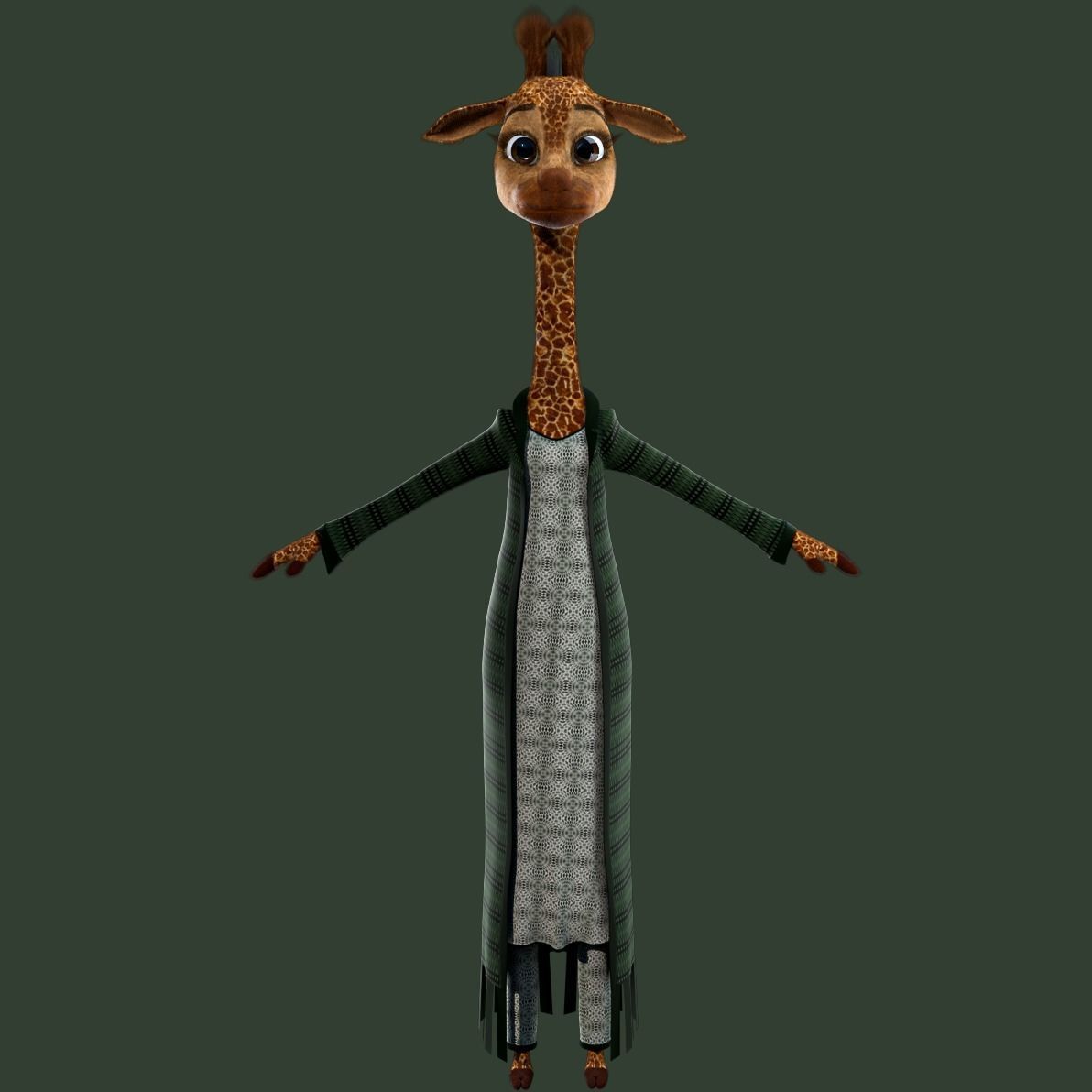 Cartoon Giraffe Rigged 3D model_9
