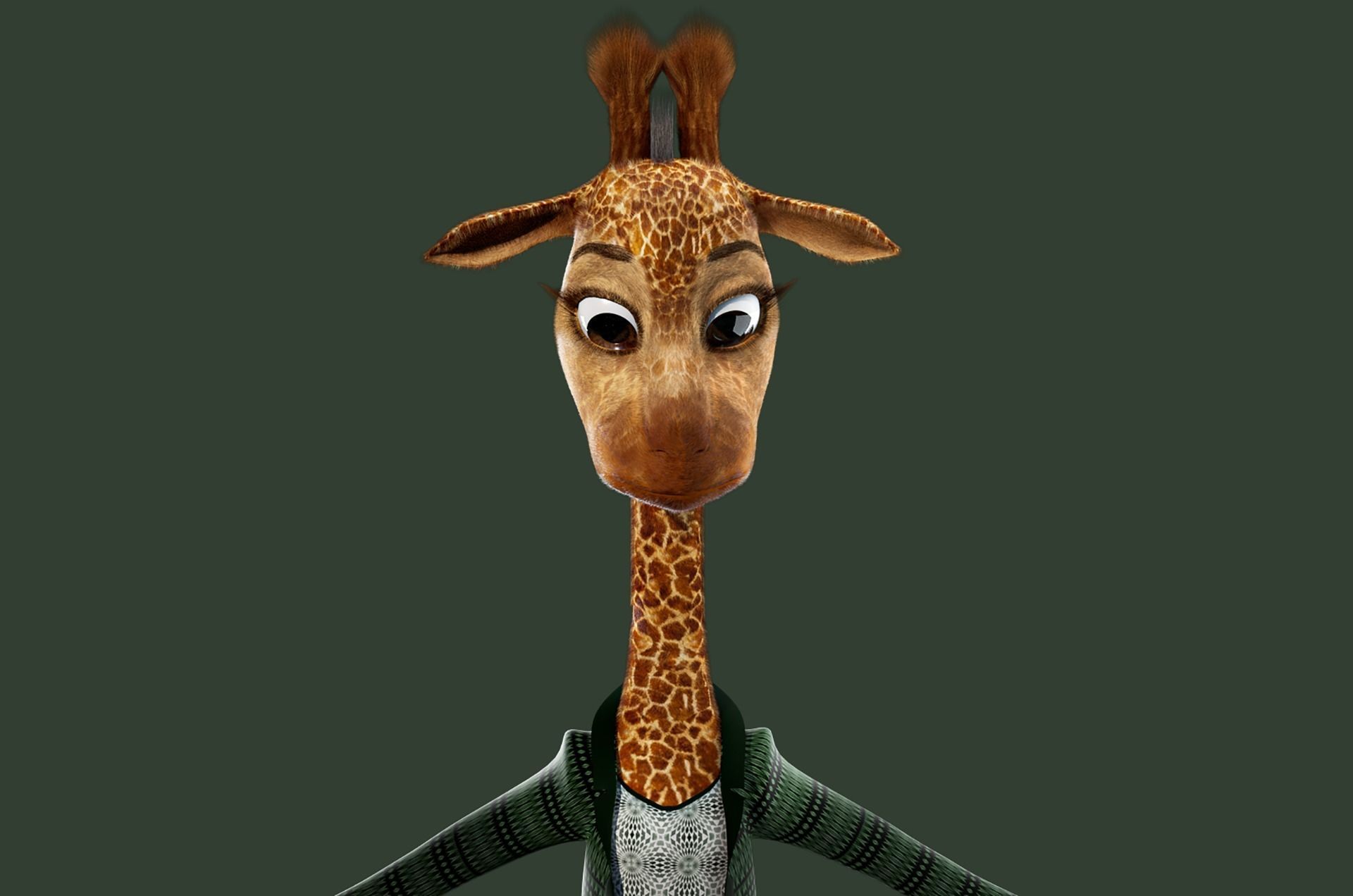 Cartoon Giraffe Rigged 3D model_2