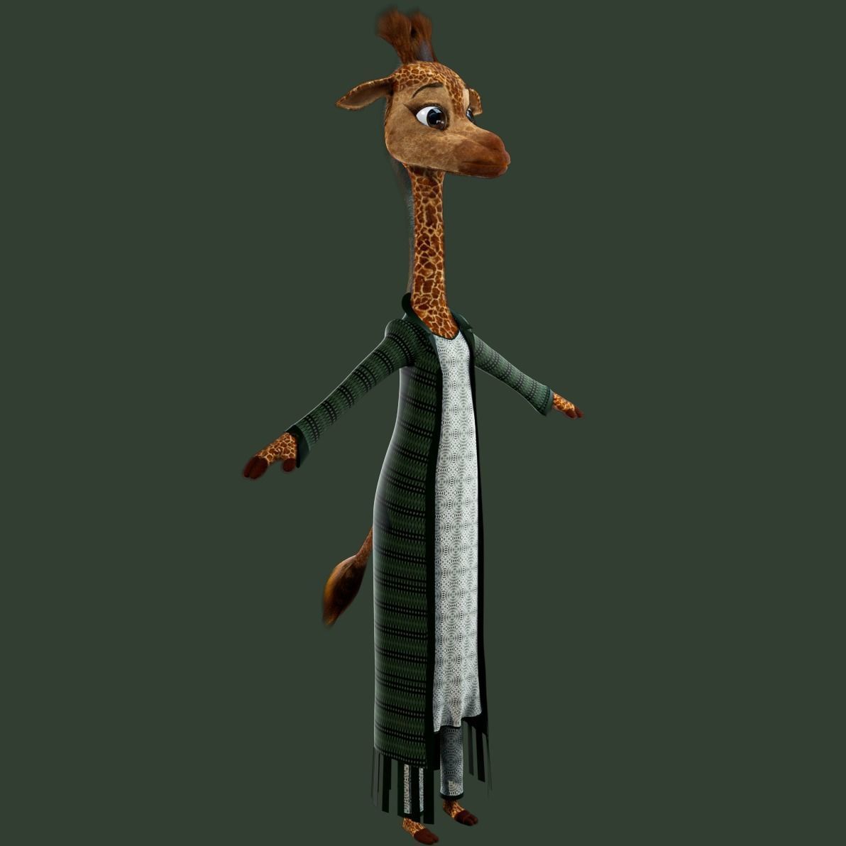 Cartoon Giraffe Rigged 3D model_10
