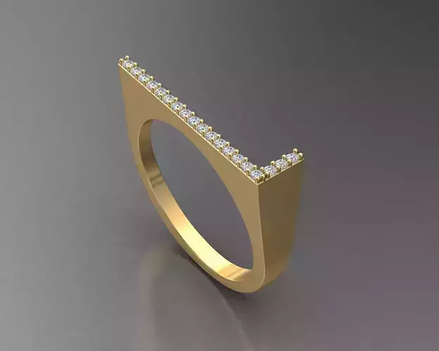 alphabet jewelry ring diamond letter L 3D print model