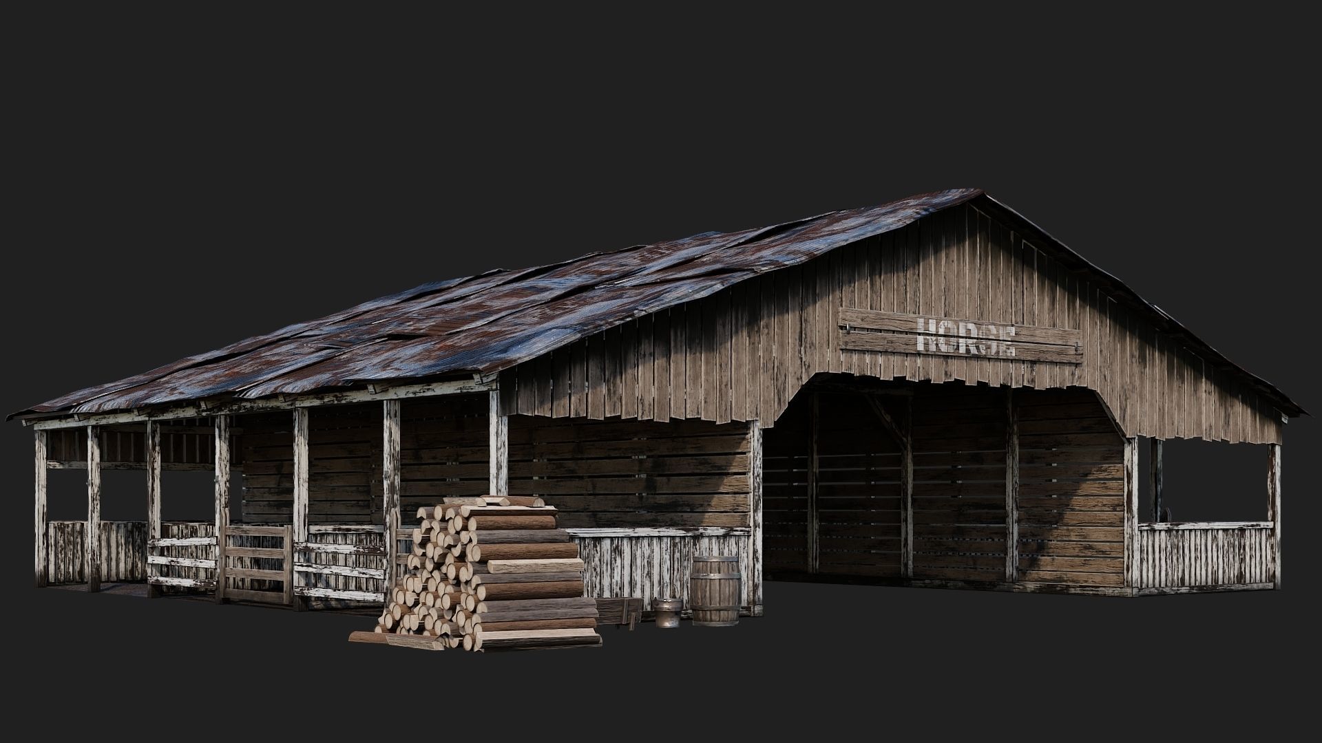13-14-15-16 - Farm Buildings 4K PBR GameReady Low-poly 3D model_1