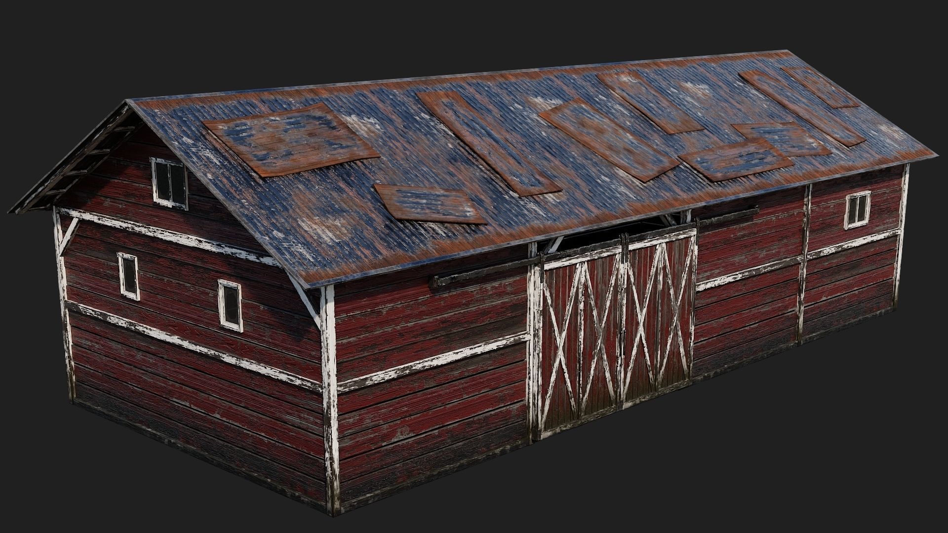 25-26-27-28 - Farm Buildings 4K PBR GameReady Low-poly 3D model_7