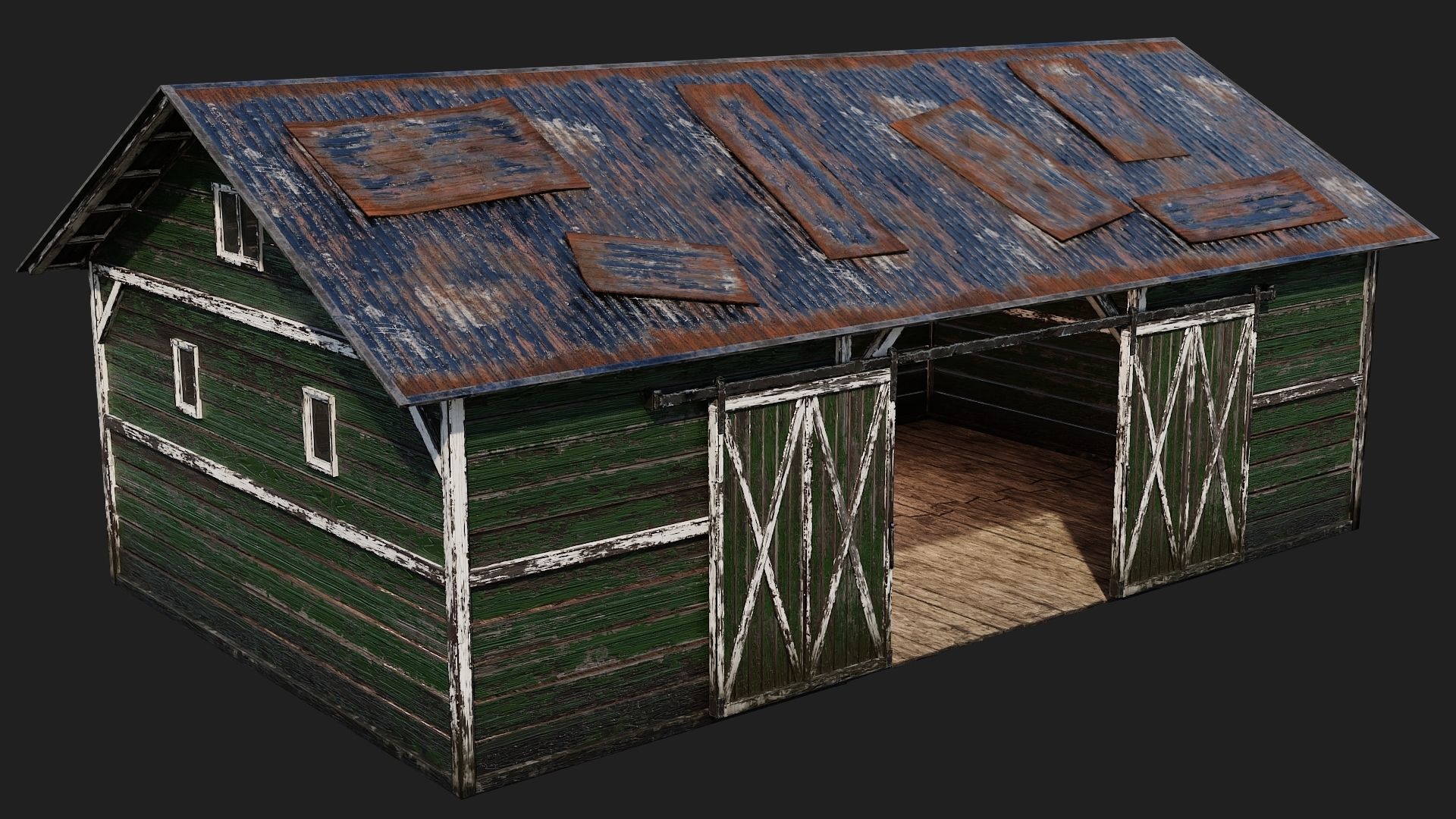 25-26-27-28 - Farm Buildings 4K PBR GameReady Low-poly 3D model_16