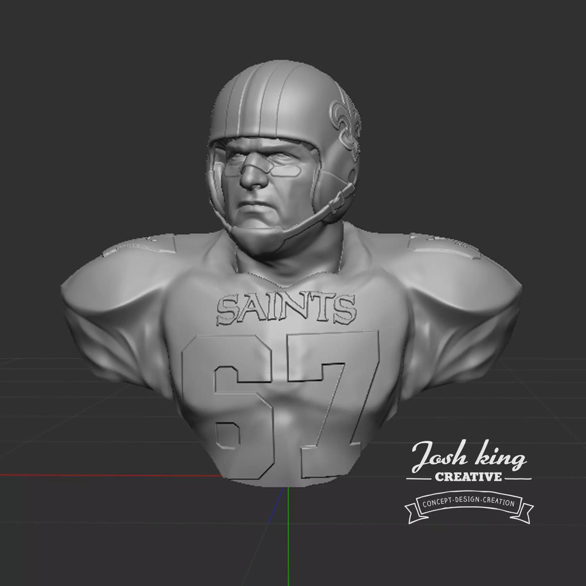 Vintage New Orleans Saints Throwback Bust 3D print model_0