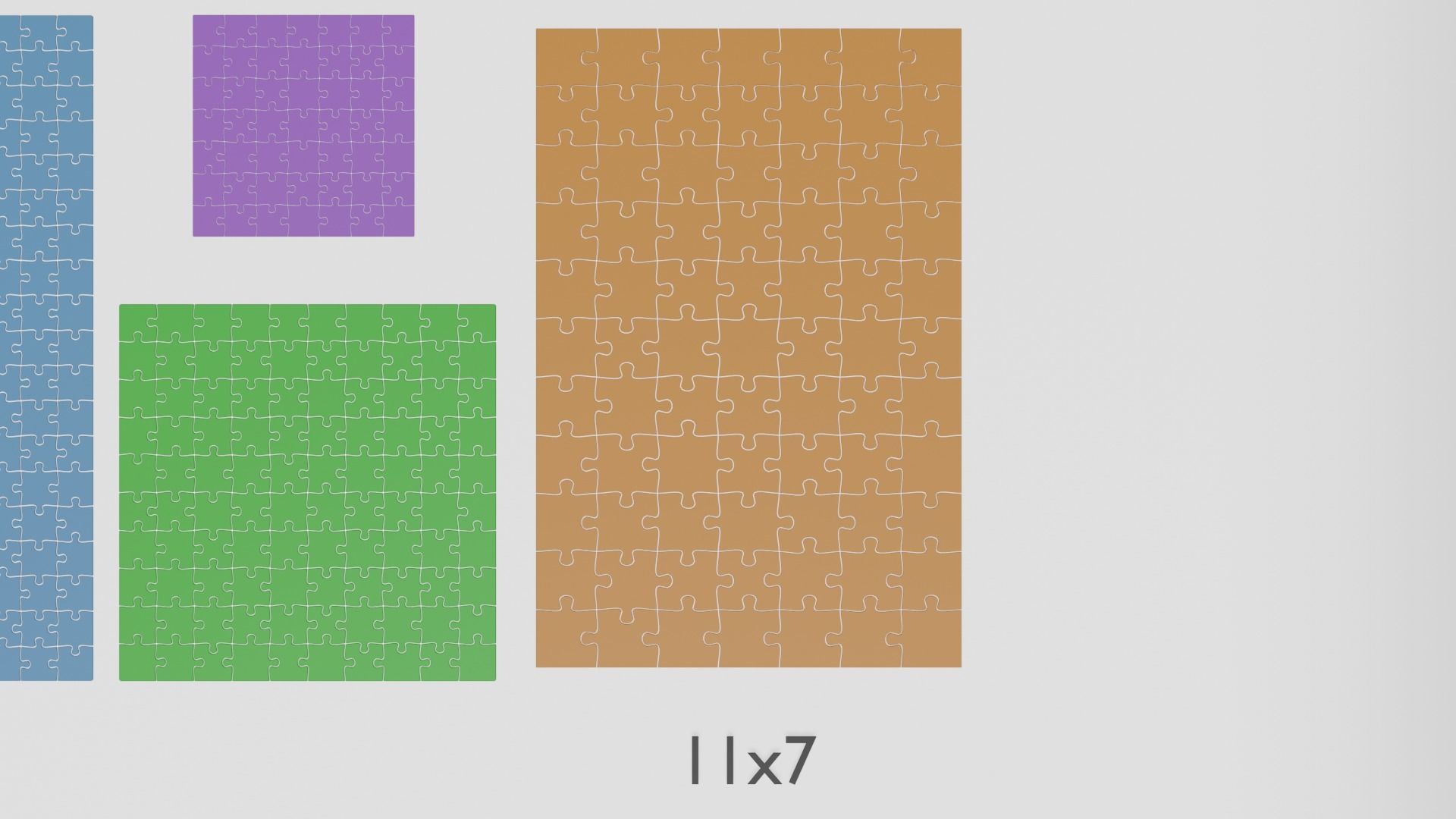 Jigsaw Puzzle Pack 7x7 10x10 11x7 19x11 Low-poly 3D model_5