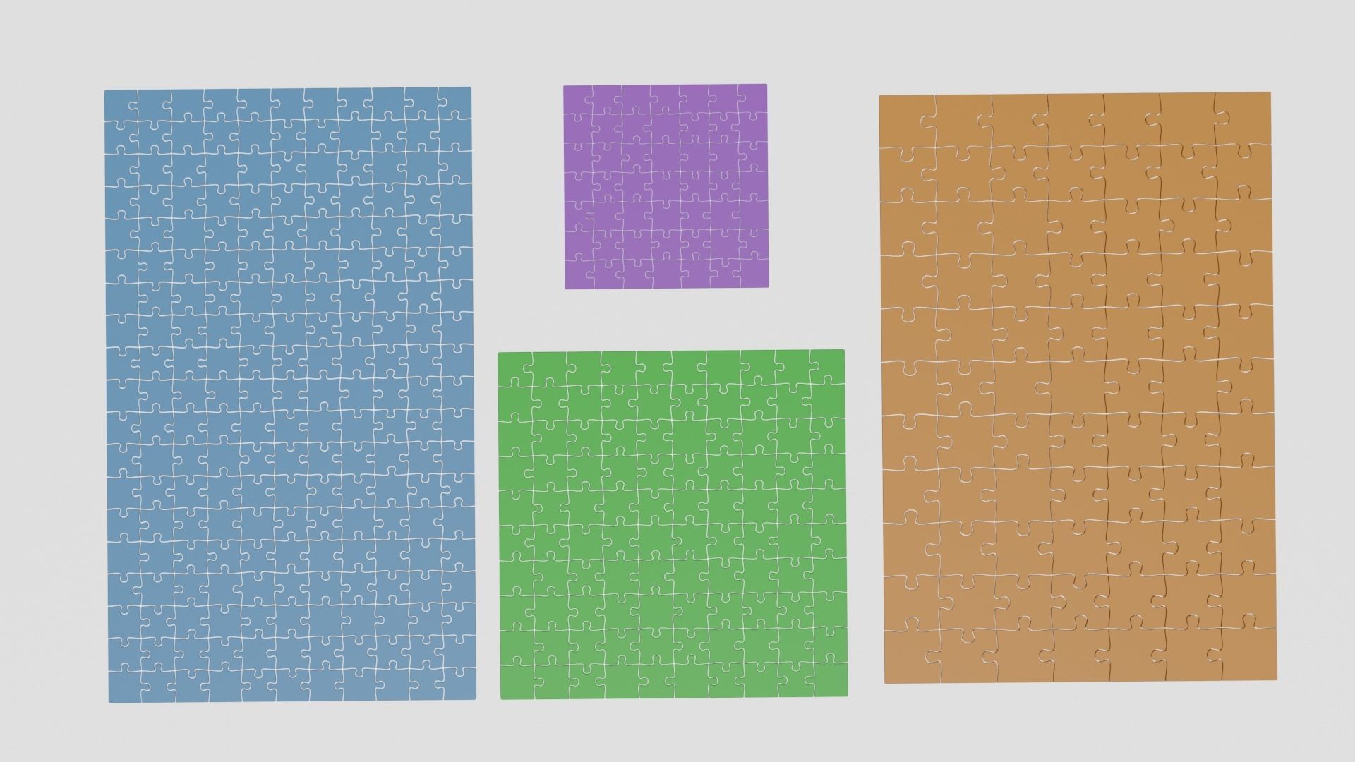 Jigsaw Puzzle Pack 7x7 10x10 11x7 19x11 Low-poly 3D model_2