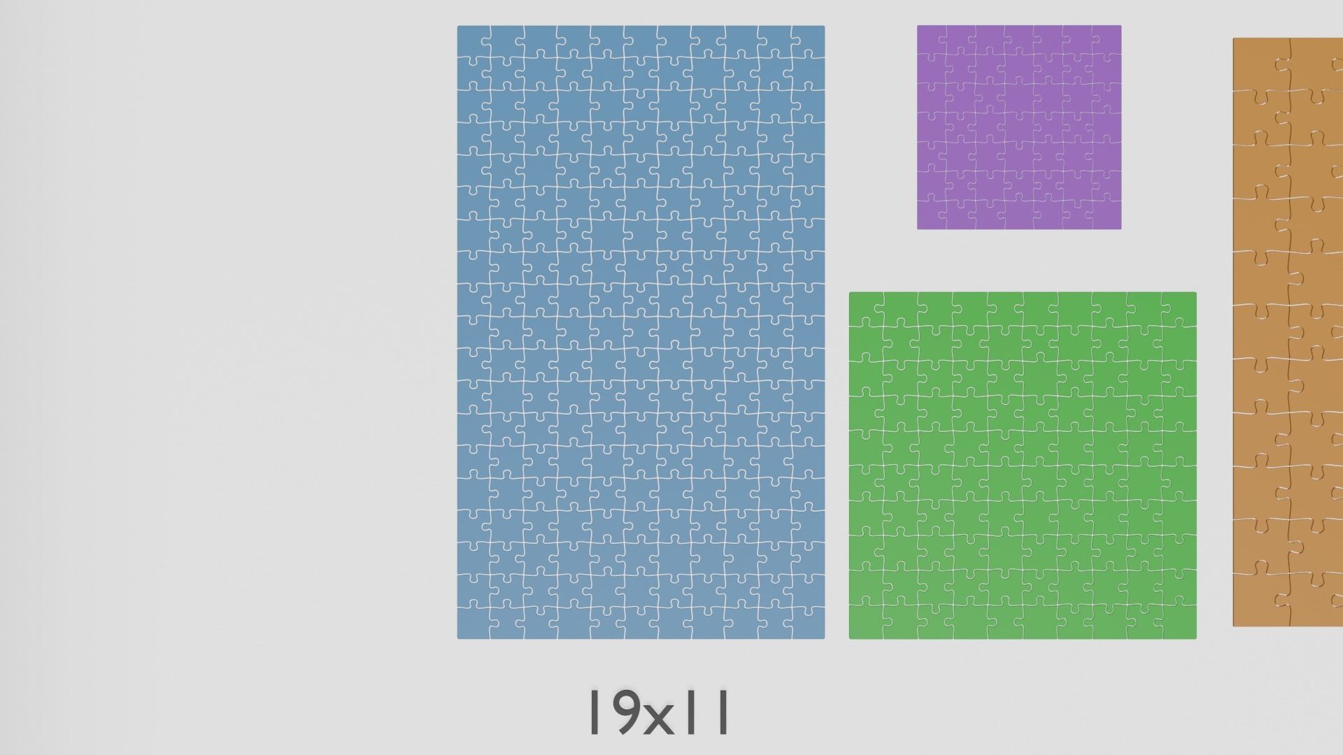 Jigsaw Puzzle Pack 7x7 10x10 11x7 19x11 Low-poly 3D model_6