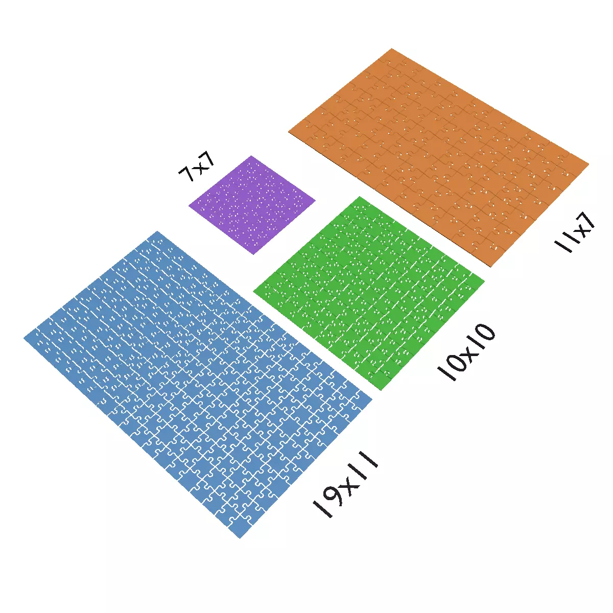 Jigsaw Puzzle Pack 7x7 10x10 11x7 19x11 Low-poly 3D model_0