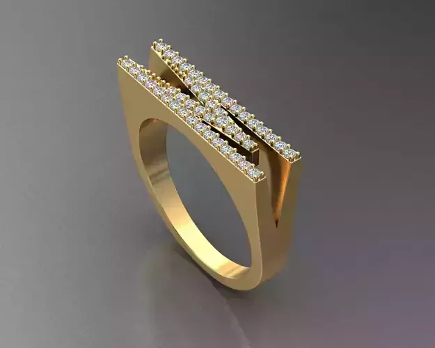 alphabet jewelry ring diamond letter M 3D print model